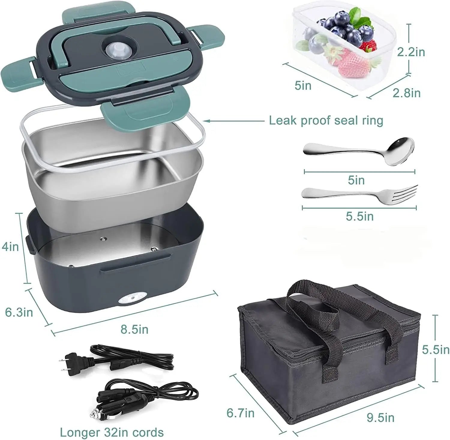 1.5L Electric Portable Lunch Box for Home & Vehicle