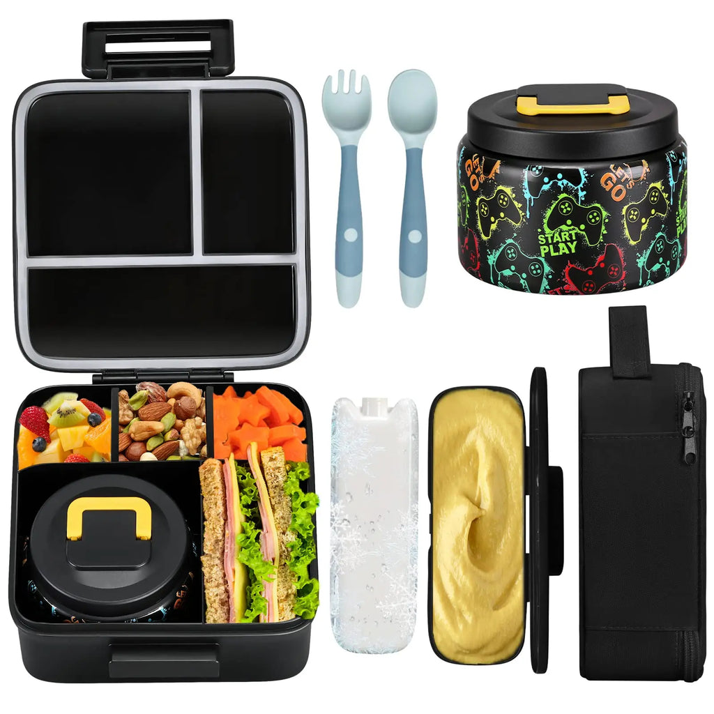 Kids Complete Bento Lunch Box Set with Insulated Jar
