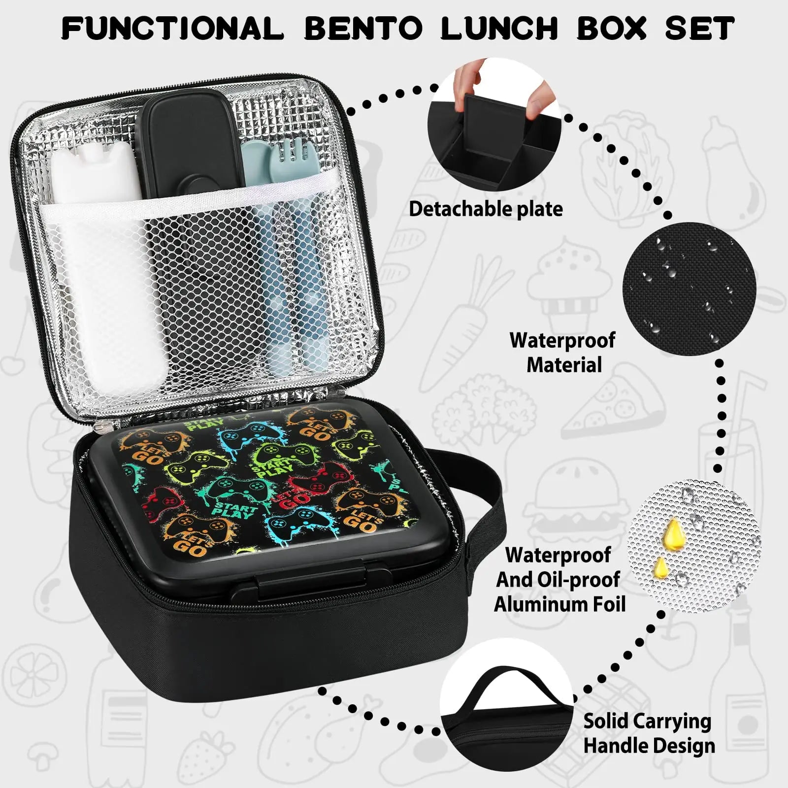 Kids Complete Bento Lunch Box Set with Insulated Jar