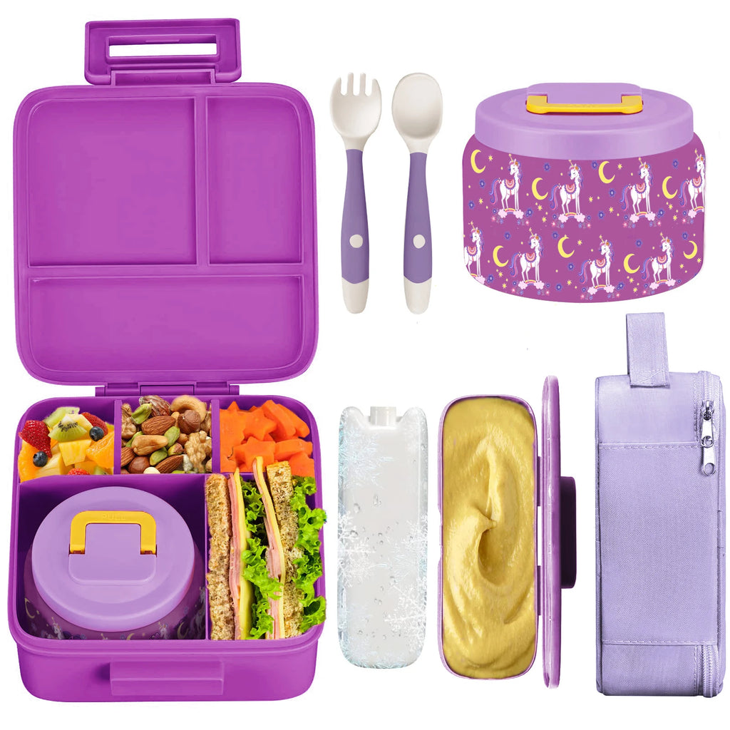 Kids Complete Bento Lunch Box Set with Insulated Jar